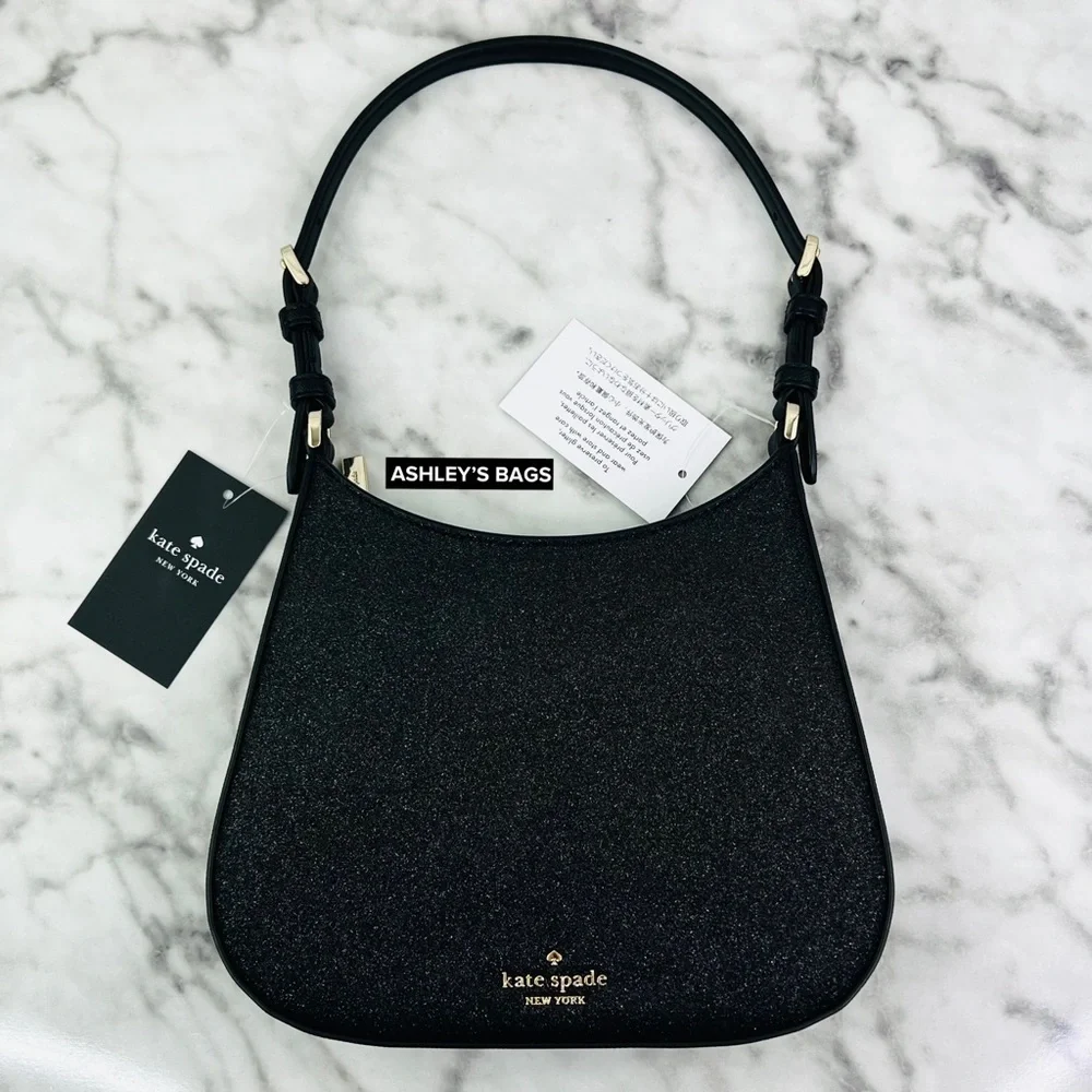 Kate Spade Glimmer Glitter Shoulder Bag In Black